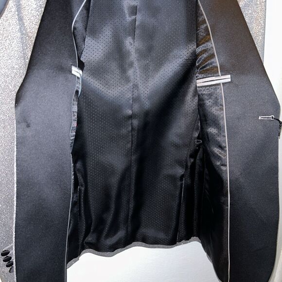 J. Ferrar Blazer Suit Jacket Silver Shine Wrinkle Recovery Stretch 36 Sport Coat - Picture 10 of 11
